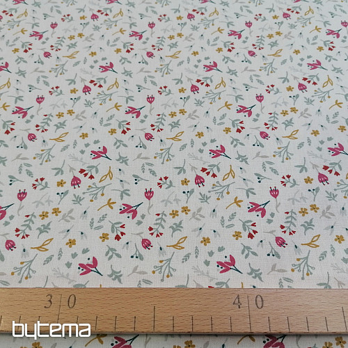 Tissu coton AZRA fleurs blanc
