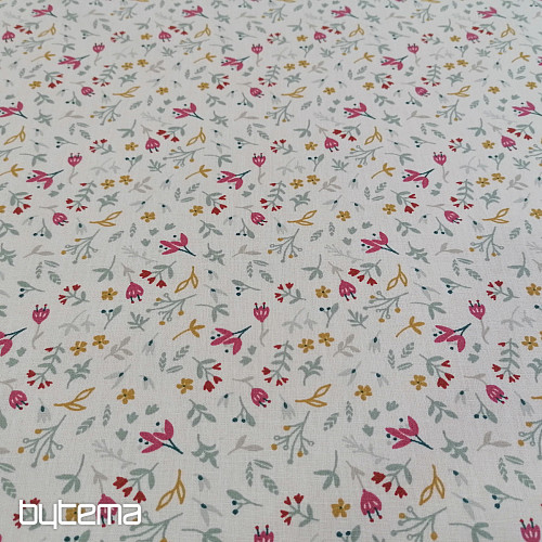 Tissu coton AZRA fleurs blanc