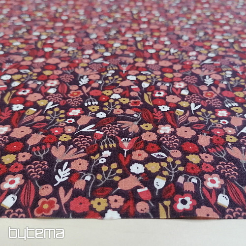 Tissu coton AXEA fleurs marron-violet