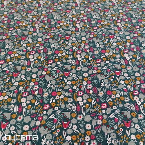 Tissu coton AXEA fleurs kérosène