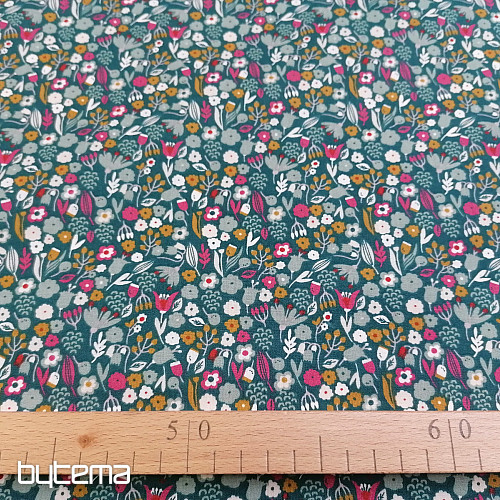 Tissu coton AXEA fleurs kérosène
