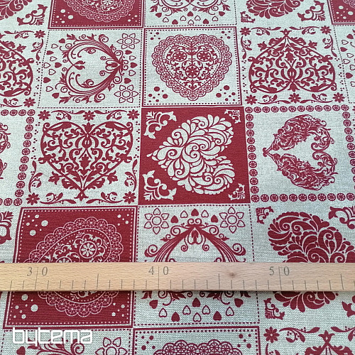Tissu décoratif AMORE GRANATE rouge