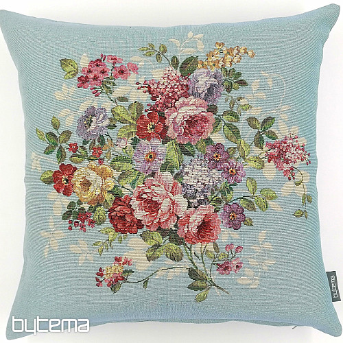 Housse de coussin tapisserie FLEUR BLEU