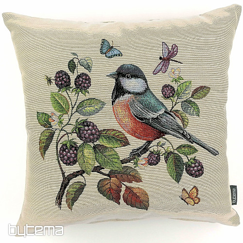 Housse de coussin tapisserie HOUX OISEAU SUR UNE épine-vinette