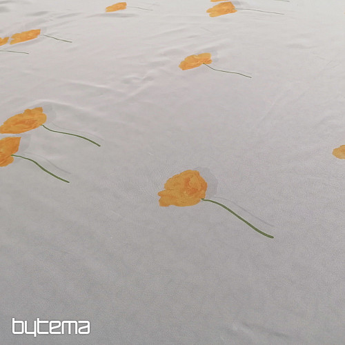 Rideau voilage blanc - coquelicots orange