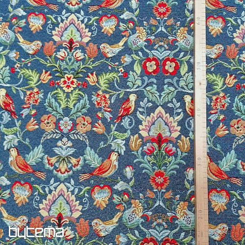 Tissu à tapisserie FREDA bleu