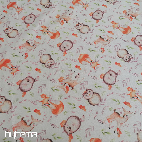 Tissu en coton Hiboux et cerfs