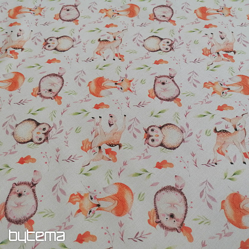 Tissu en coton Hiboux et cerfs