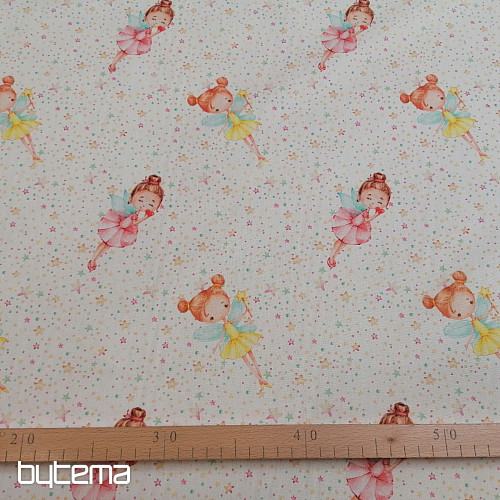 Tissu en coton Fée avec des ailes