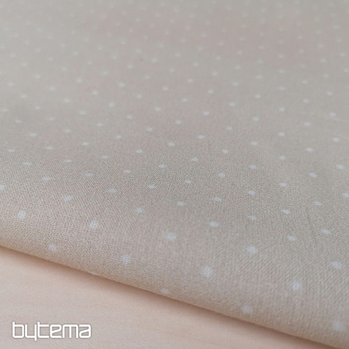 Tissu coton à pois beige 2ème qualité