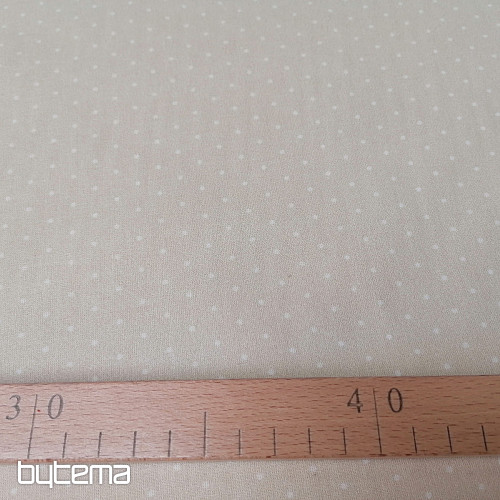 Tissu coton à pois beige 2ème qualité