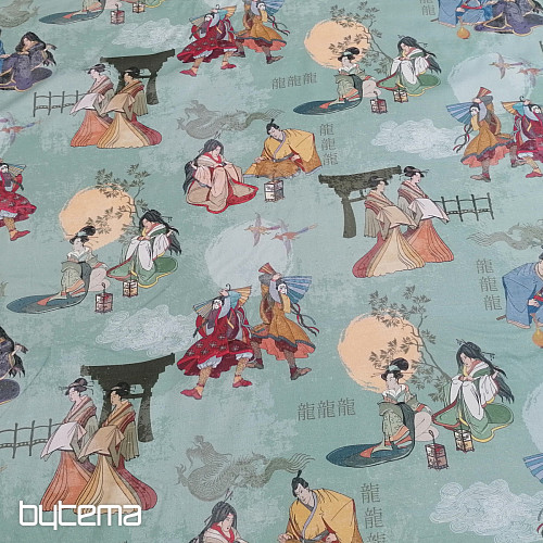 Tissu décoratif VERT JAPON