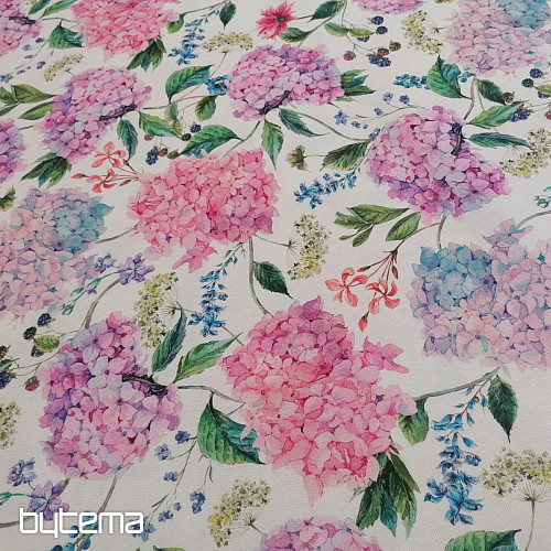 Tissu déco hortensia et mûre