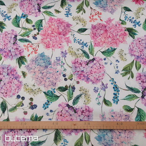 Tissu déco hortensia et mûre