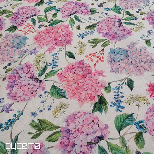 Tissu déco hortensia et mûre