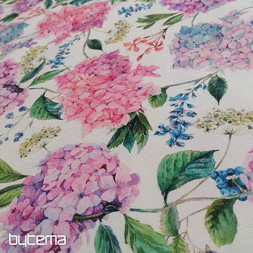 Tissu déco hortensia et mûre