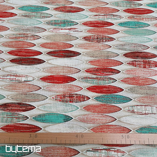 Tissu déco Surf rouge-turquoise