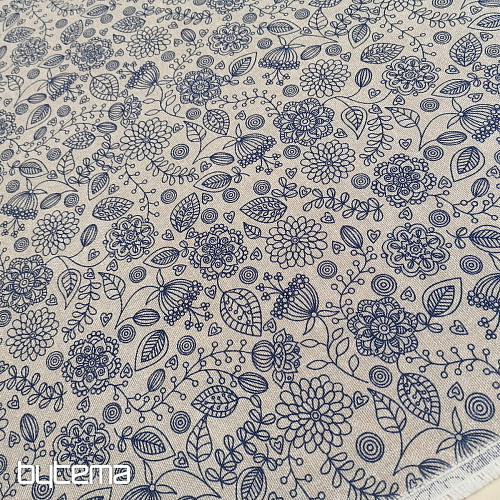 Tissu déco Fleurs fluo bleu