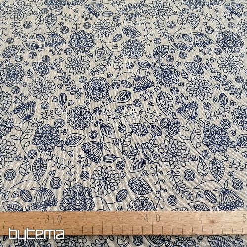 Tissu déco Fleurs fluo bleu