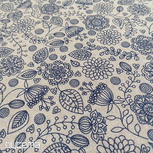 Tissu déco Fleurs fluo bleu