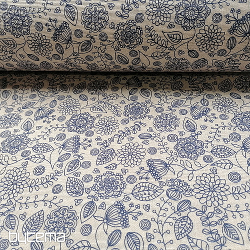 Tissu déco Fleurs fluo bleu