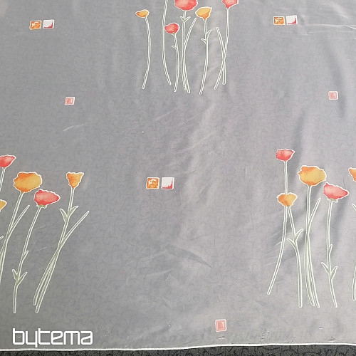Rideau en voile blanc avec fleurs printanières