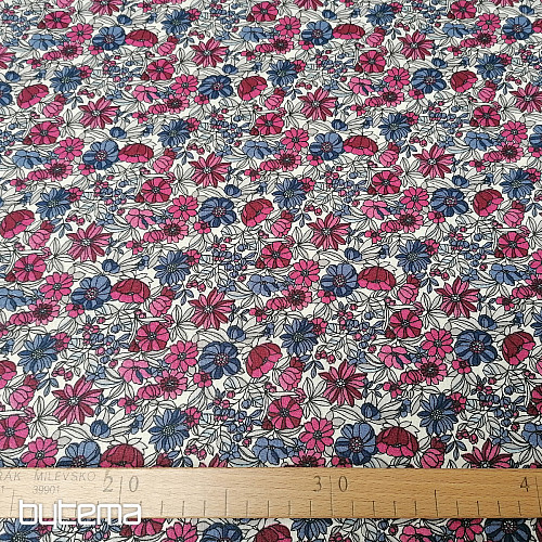 Tissu coton APOLÉNA fleurs violet-bordeaux