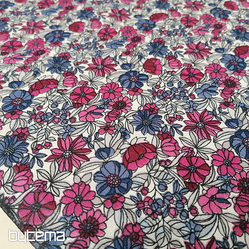 Tissu coton APOLÉNA fleurs violet-bordeaux