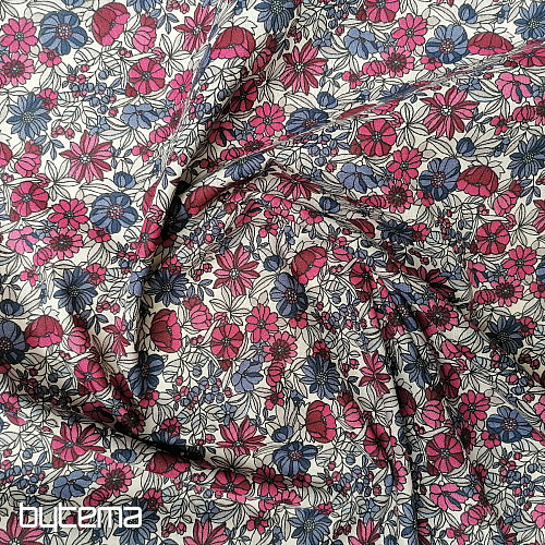 Tissu coton APOLÉNA fleurs violet-bordeaux