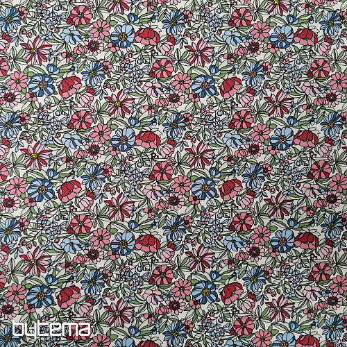 Tissu coton Fleurs Apoléna rose-bleu