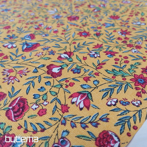 Tissu coton indien jaune