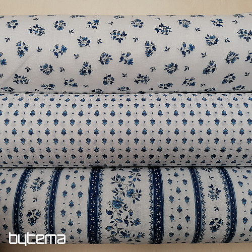 Tissu coton MAJOLIKA rayure bleue