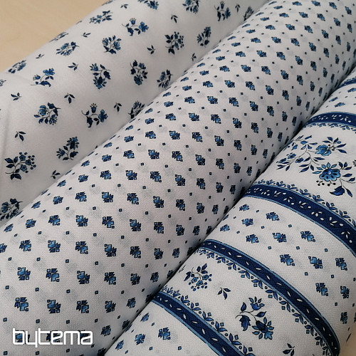 Tissu coton MAJOLIKA rayure bleue