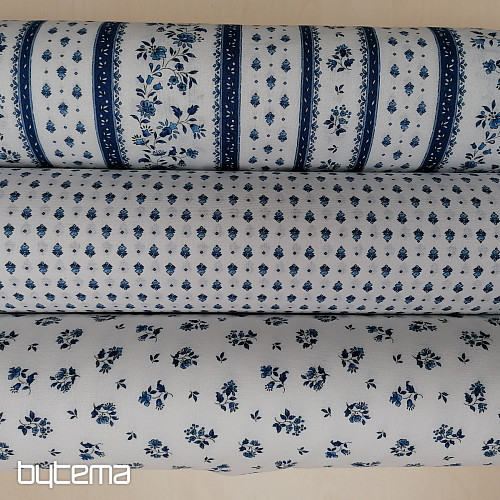 Tissu coton MAJOLIKA ornement bleu
