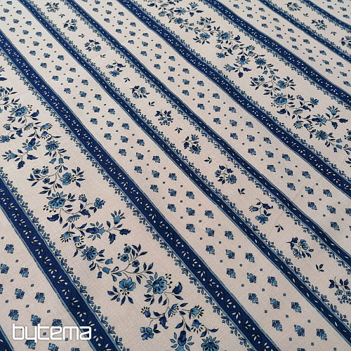 Tissu coton MAJOLIKA rayure bleue