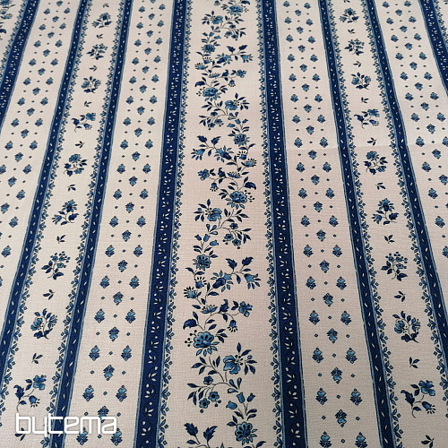 Tissu coton MAJOLIKA rayure bleue