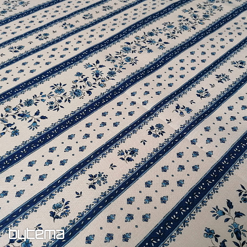 Tissu coton MAJOLIKA rayure bleue