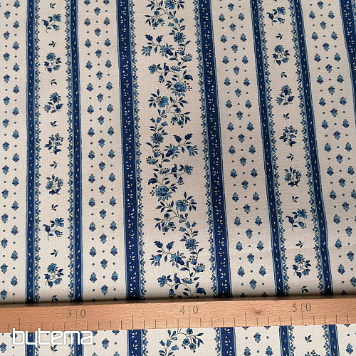 Tissu coton MAJOLIKA rayure bleue