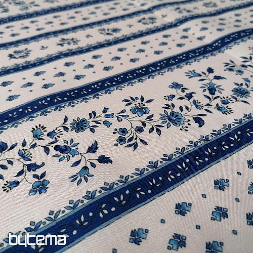Tissu coton MAJOLIKA rayure bleue