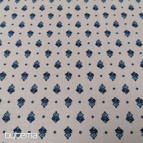 Tissu coton MAJOLIKA ornement bleu