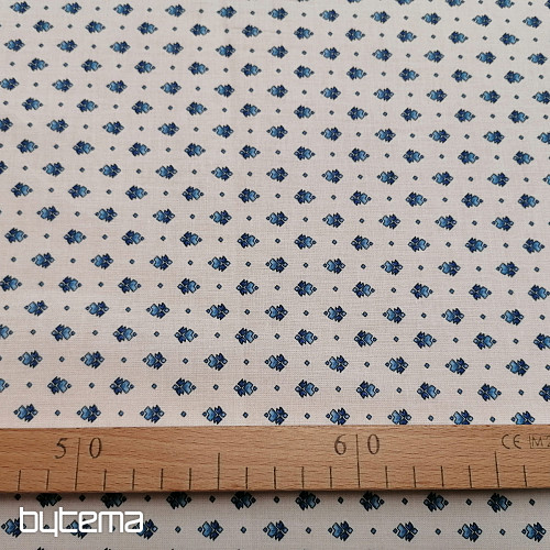 Tissu coton MAJOLIKA ornement bleu