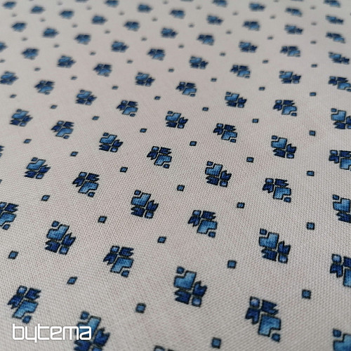 Tissu coton MAJOLIKA ornement bleu