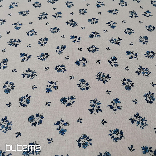 Tissu coton MAJOLIKA fleur bleue