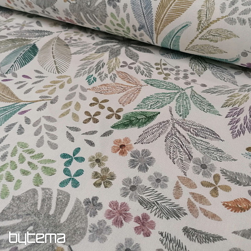 Tissu déco MELIA FEUILLES vert