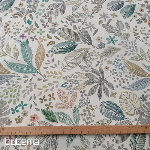 Tissu déco MELIA FEUILLES vert