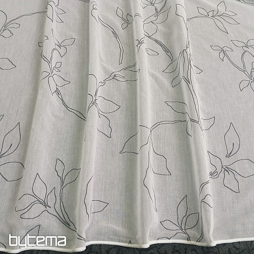 Rideau de luxe Abbony 90 blanc avec fleurs