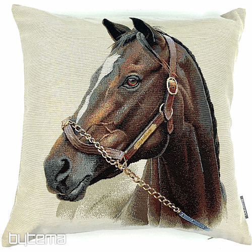 Housse de coussin Gobelin CHEVAL BRUN