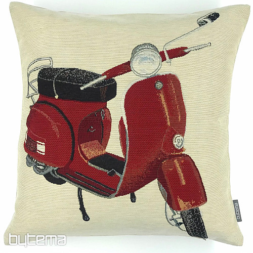 Taie d'oreiller en tapisserie SCOOTER VESPA ROUGE