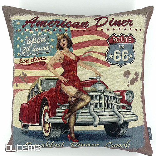 Housse de coussin tapisserie AMERICAN DINER ROUTE 66
