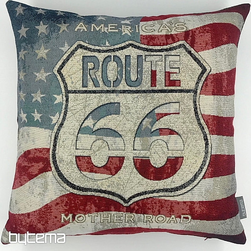 Housse de coussin tapisserie ROUTE 66